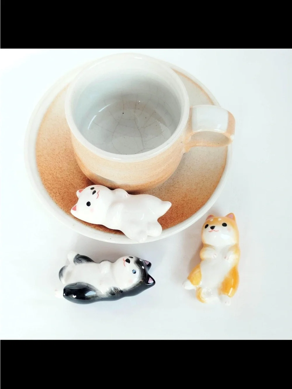 Cute dog Chopstick Rest Set - White, Black, and Yellow